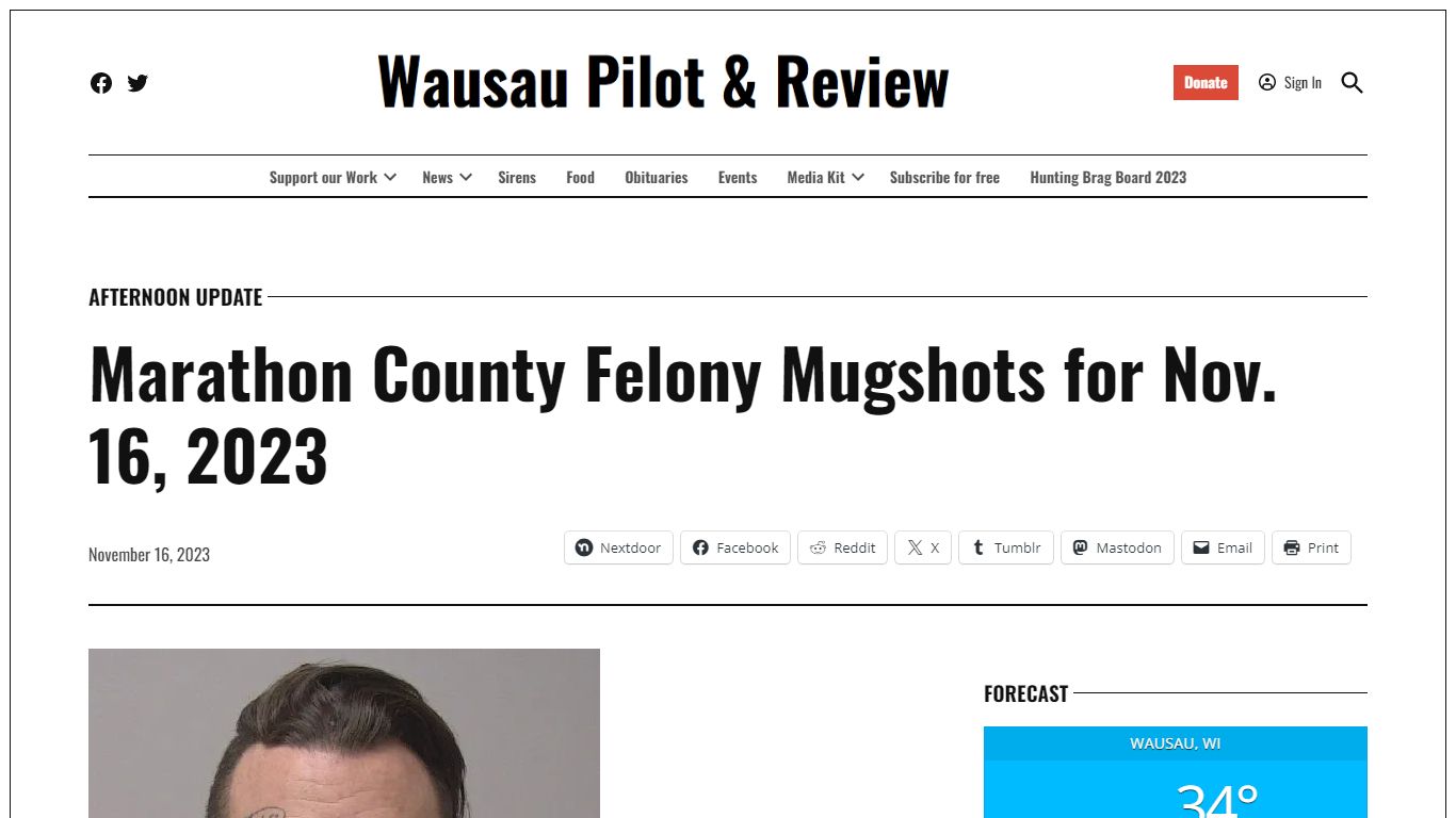 Marathon County Felony Mugshots for Nov. 16, 2023