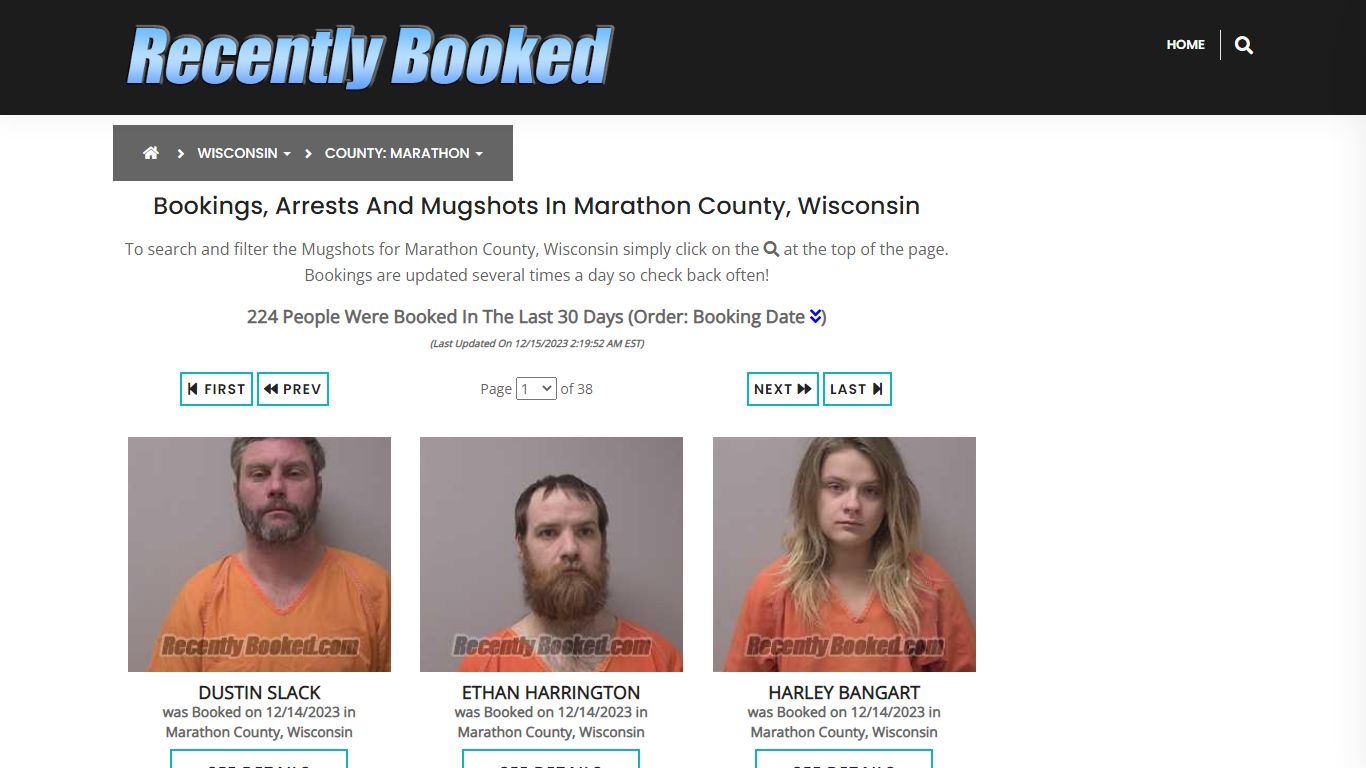 Bookings, Arrests and Mugshots in Marathon County, Wisconsin