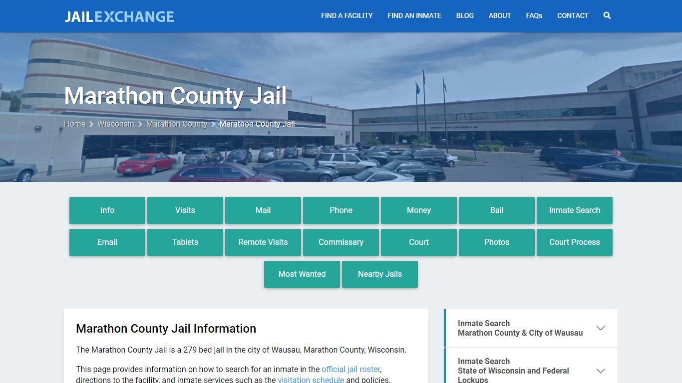 Marathon County Jail, WI Inmate Search, Information